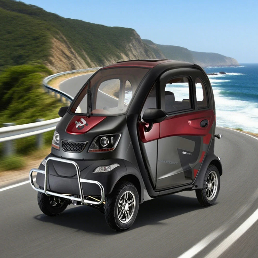 ROLLUX Enclosed All - Terrain Electric Mobility Scooter with Steering Wheel - 60V1200W Brushless Motor, 70 - 80km Range