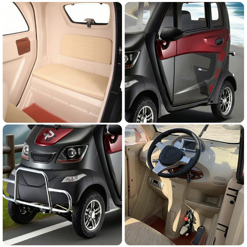 ROLLUX Enclosed All - Terrain Electric Mobility Scooter with Steering Wheel - 60V1200W Brushless Motor, 70 - 80km Range