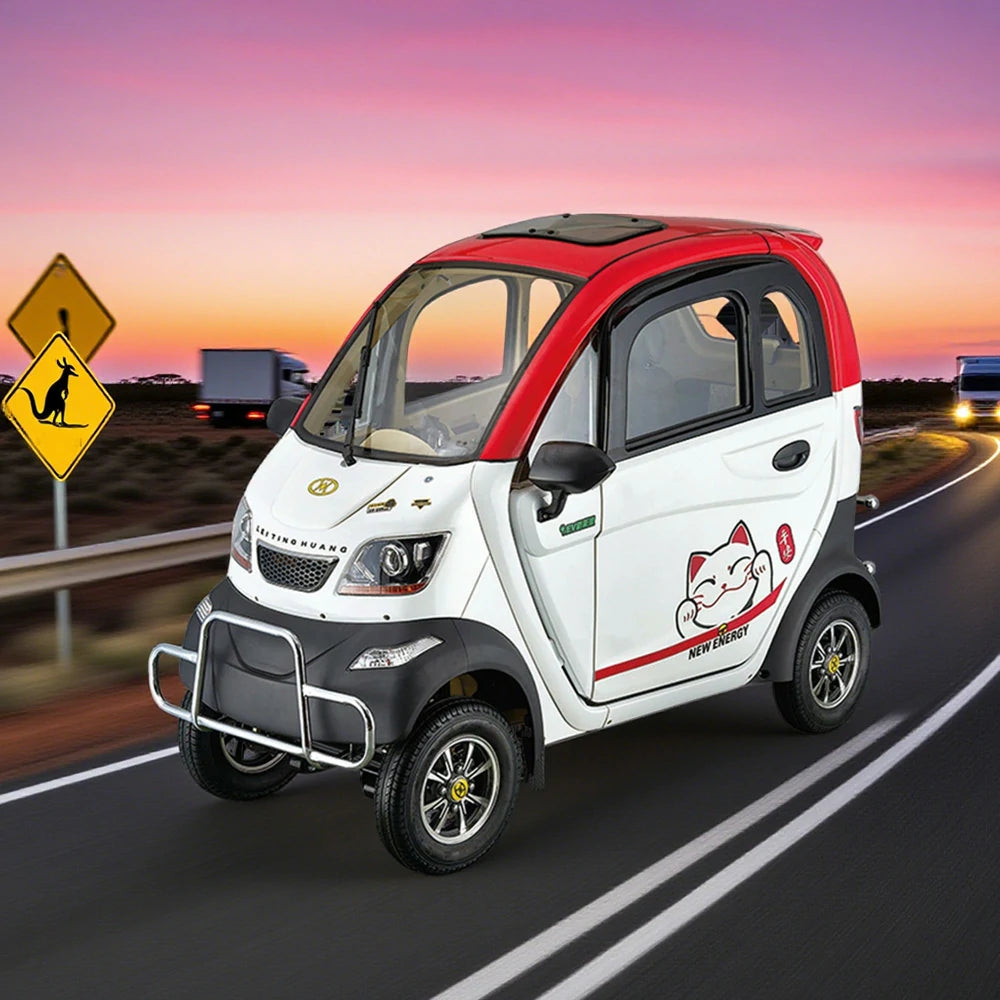 ROLLUX Enclosed Mobility Scooter with Steering Wheel - All-Weather Comfort, 60V1200W Motor, 70 - 80km Long Range, Safe Urban Commuting