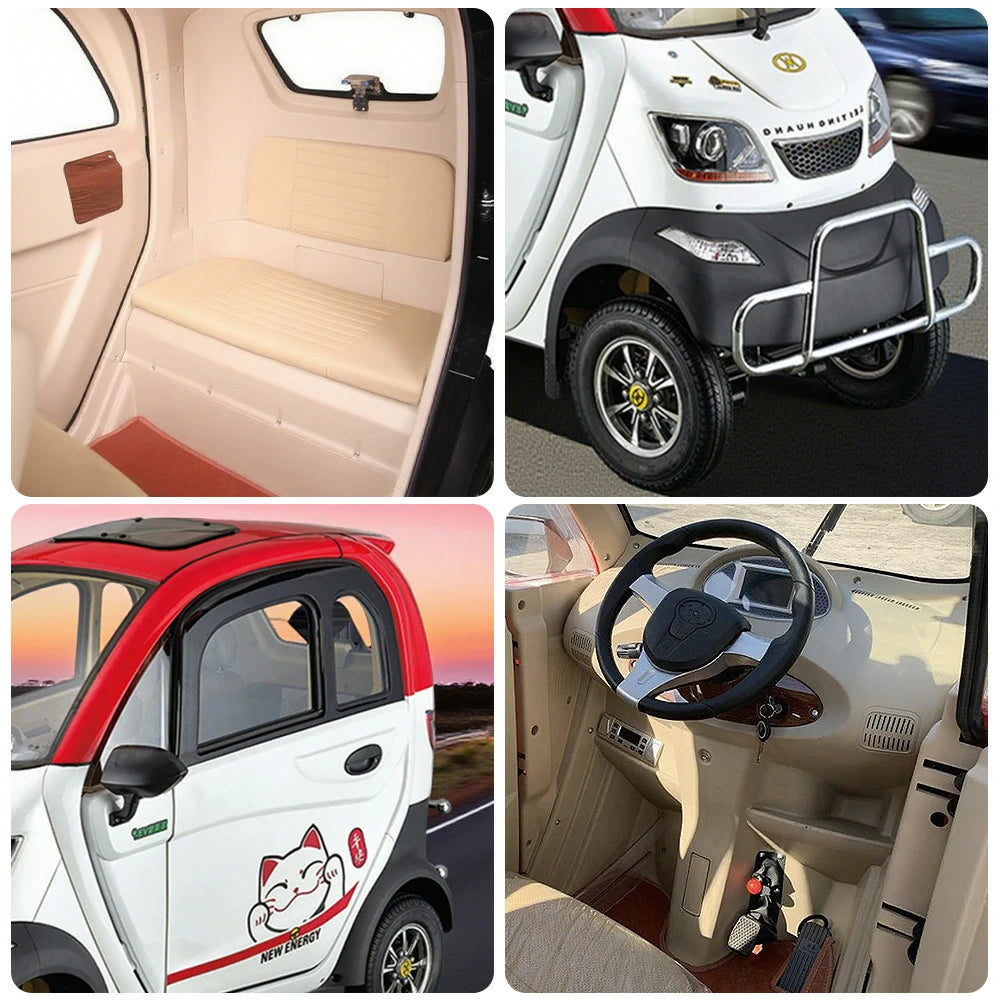 ROLLUX Enclosed Mobility Scooter with Steering Wheel - All-Weather Comfort, 60V1200W Motor, 70 - 80km Long Range, Safe Urban Commuting