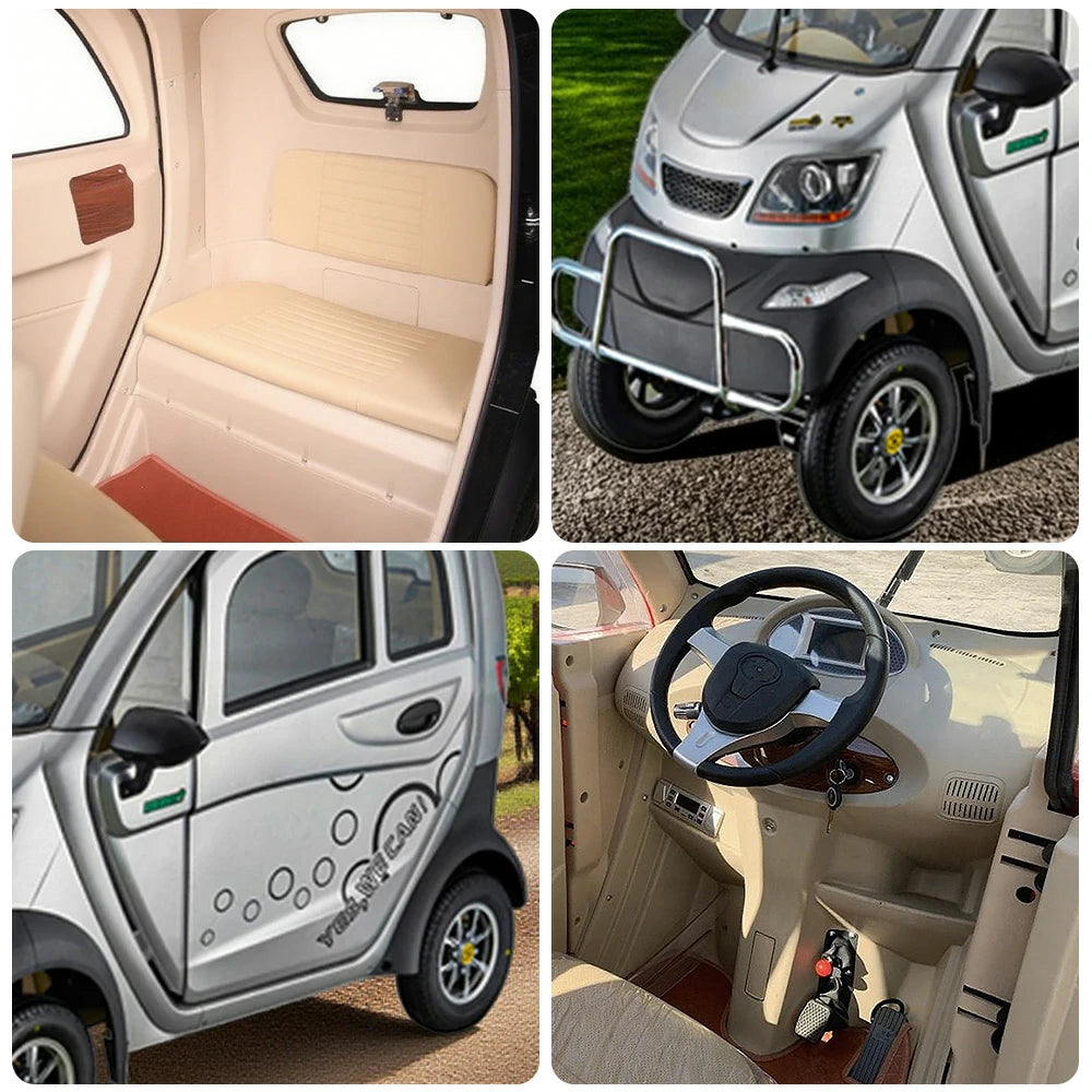 ROLLUX Enclosed All - Terrain Electric Mobility Scooter with Steering Wheel - 60V1200W Brushless Motor, 70 - 80km Range