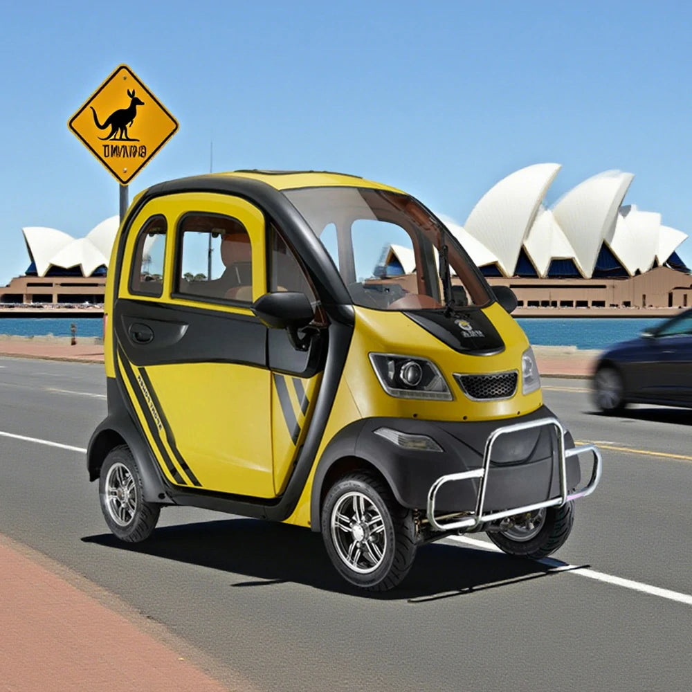 ROLLUX Enclosed Mobility Scooter with Steering Wheel - All-Weather Comfort, 60V1200W Motor, 70 - 80km Long Range, Safe Urban Commuting