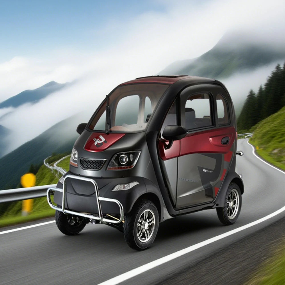 ROLLUX Enclosed Mobility Scooter with Steering Wheel Control - All-Weather Comfort, 60V1200W Motor, 70-80km Range, Safe Urban Travel