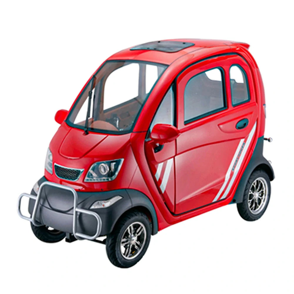 ROLLUX Enclosed Electric Mobility Scooter with Steering Wheel - 60V1200W Motor, 70-80km Long Range, Swivel Seat & Air Conditioning - All-Weather Comfort