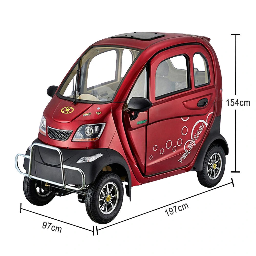 ROLLUX Enclosed Electric Mobility Scooter with Steering Wheel - 60V1200W Motor, 70-80km Long Range, Swivel Seat & Air Conditioning - All-Weather Comfort