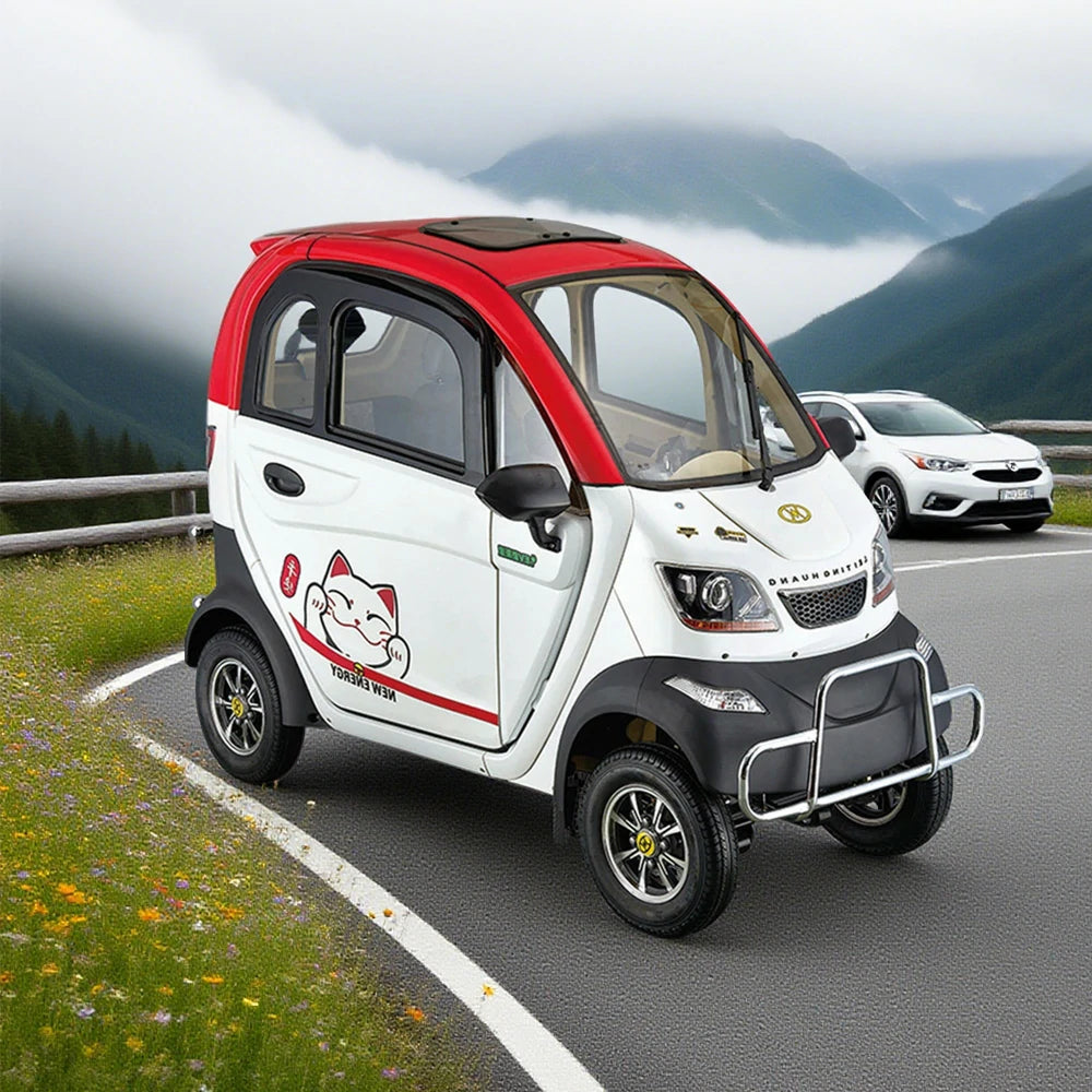 ROLLUX Enclosed Mobility Scooter with Steering Wheel Control - All-Weather Comfort, 60V1200W Motor, 70-80km Range, Safe Urban Travel