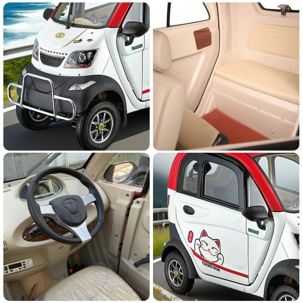 ROLLUX Enclosed Mobility Scooter with Steering Wheel Control - All-Weather Comfort, 60V1200W Motor, 70-80km Range, Safe Urban Travel