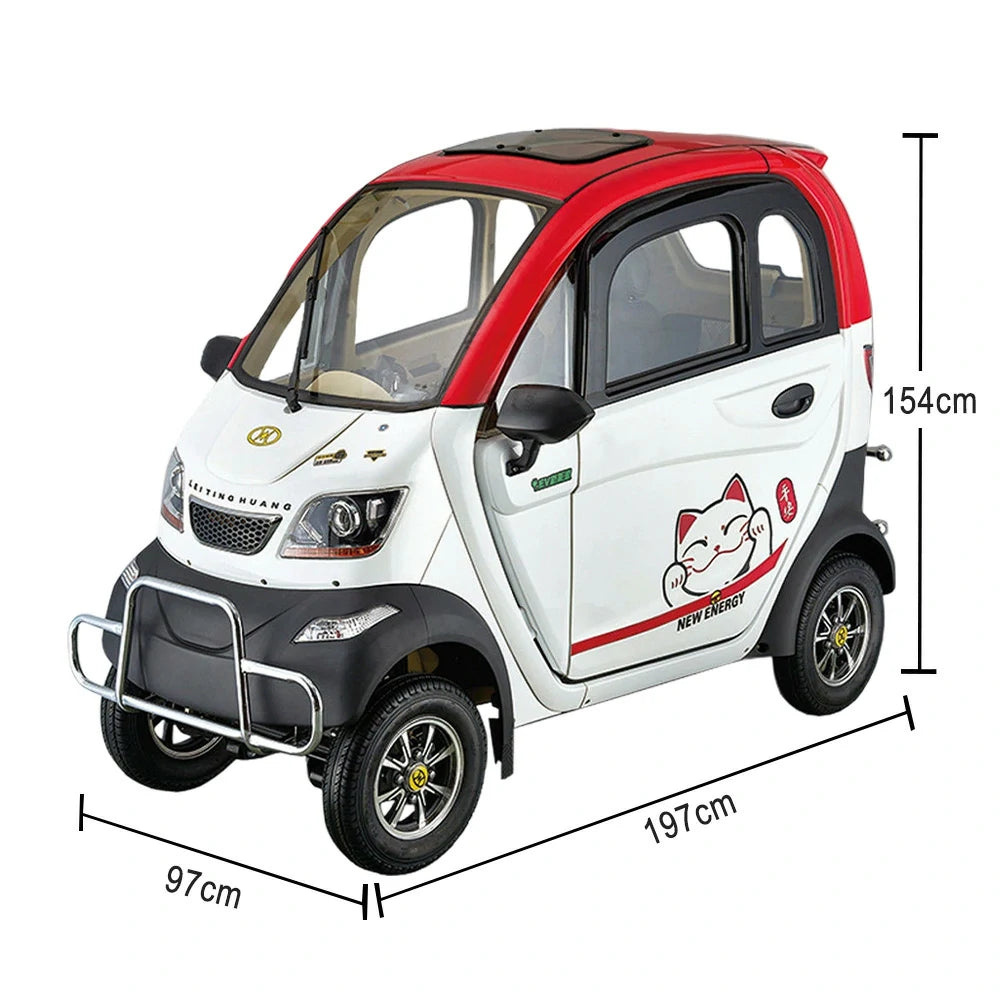 ROLLUX Enclosed Mobility Scooter with Steering Wheel Control - All-Weather Comfort, 60V1200W Motor, 70-80km Range, Safe Urban Travel
