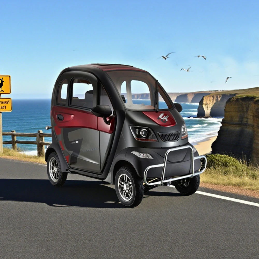 ROLLUX Enclosed Mobility Scooter - 60V1200W Motor, 70-80km Long Range, All-Weather Comfort, Safe Urban Commuting with Armrest Control