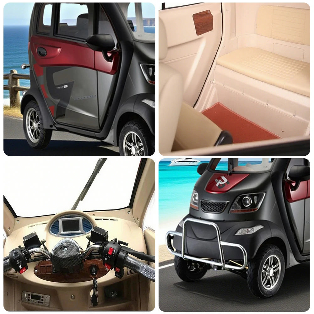 ROLLUX Enclosed Mobility Scooter - 60V1200W Motor, 70-80km Long Range, All-Weather Comfort, Safe Urban Commuting with Armrest Control