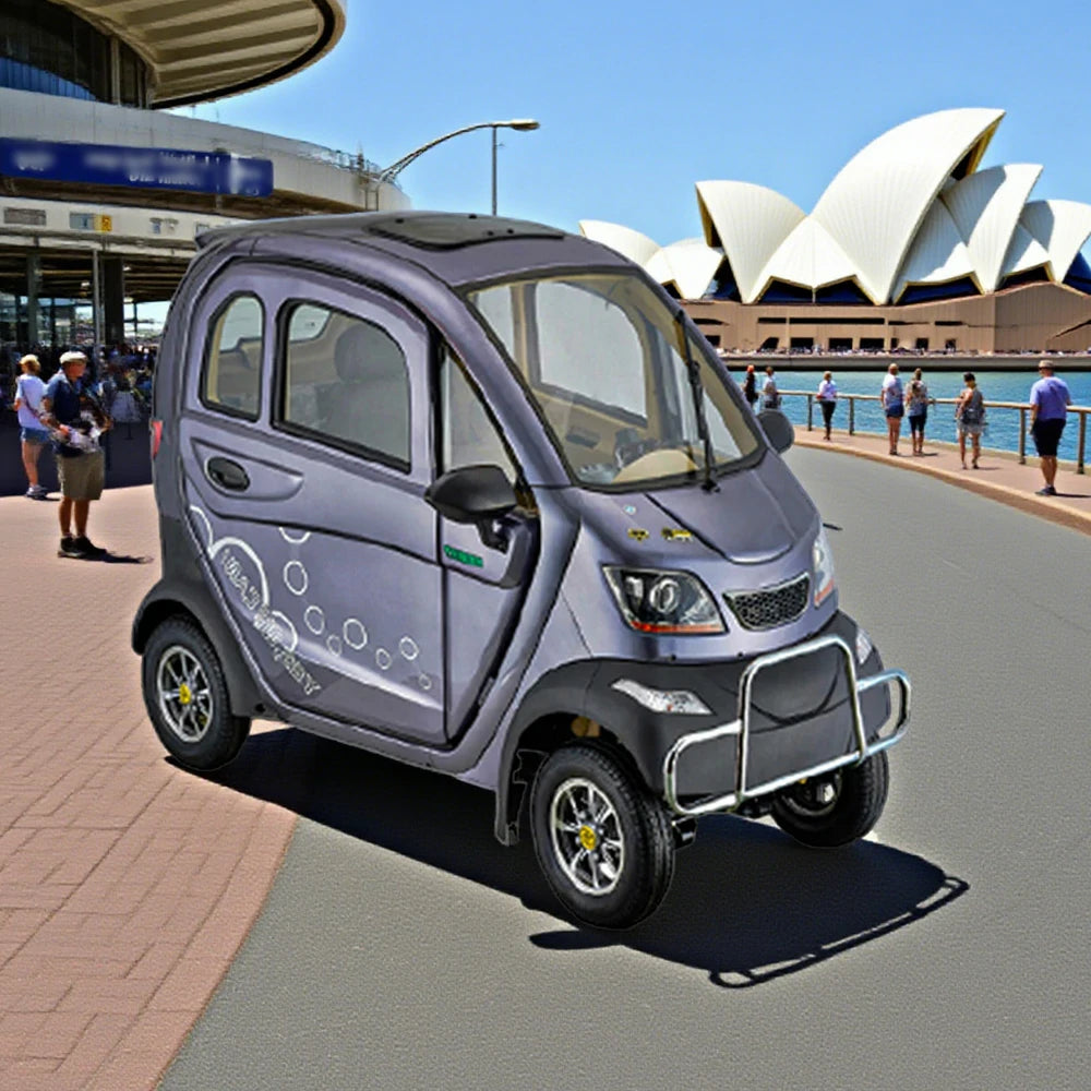 ROLLUX Enclosed Mobility Scooter - 60V1200W Motor, 70-80km Long Range, All-Weather Comfort, Safe Urban Commuting with Armrest Control