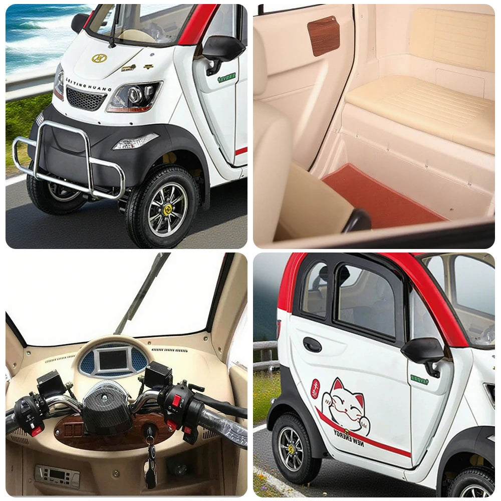 ROLLUX Enclosed Mobility Scooter with Armrest Control - All-Weather Comfort, 60V1200W Motor, 70-80km Long Range, Safe Urban Commuting