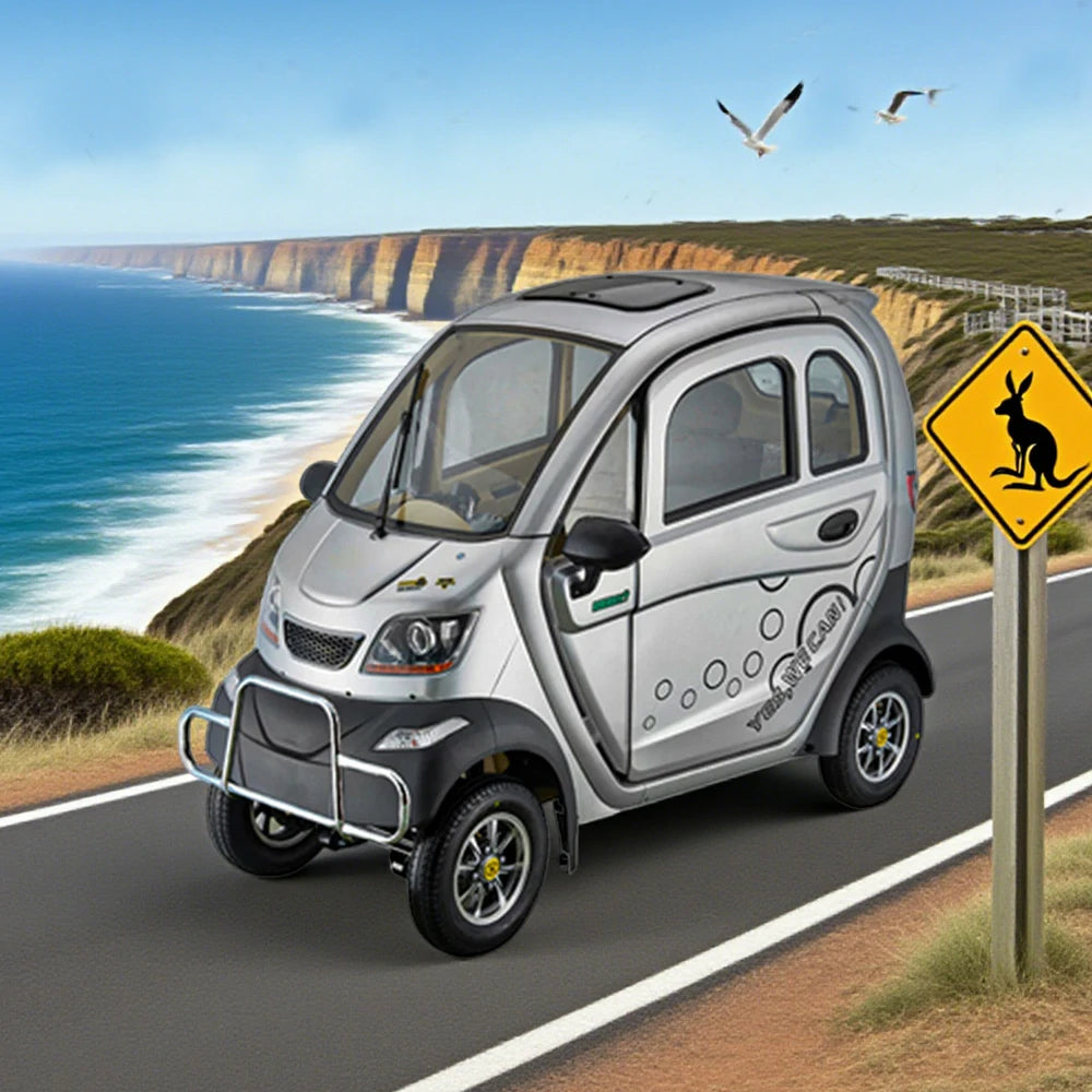 ROLLUX Enclosed Mobility Scooter - 60V1200W Motor, 70-80km Long Range, All-Weather Comfort, Safe Urban Commuting with Armrest Control