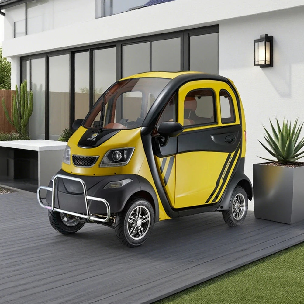 ROLLUX Enclosed Mobility Scooter with Armrest Control - All-Weather Comfort, 60V1200W Motor, 70-80km Long Range, Safe Urban Commuting