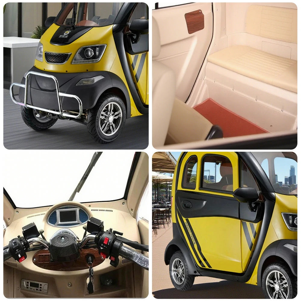 ROLLUX Enclosed Mobility Scooter with Armrest Control - All-Weather Comfort, 60V1200W Motor, 70-80km Long Range, Safe Urban Commuting