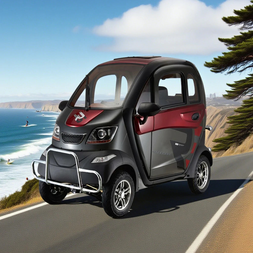 ROLLUX Enclosed Mobility Scooter with Armrest Control - Swivel Seat, Air Conditioning, 60V1200W Motor, 70-80km Long Range, All-Weather Comfort