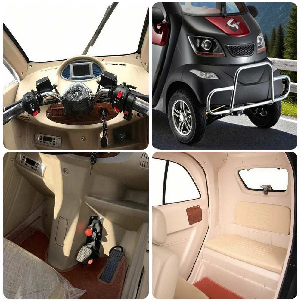 ROLLUX Enclosed Mobility Scooter with Armrest Control - Swivel Seat, Air Conditioning, 60V1200W Motor, 70-80km Long Range, All-Weather Comfort