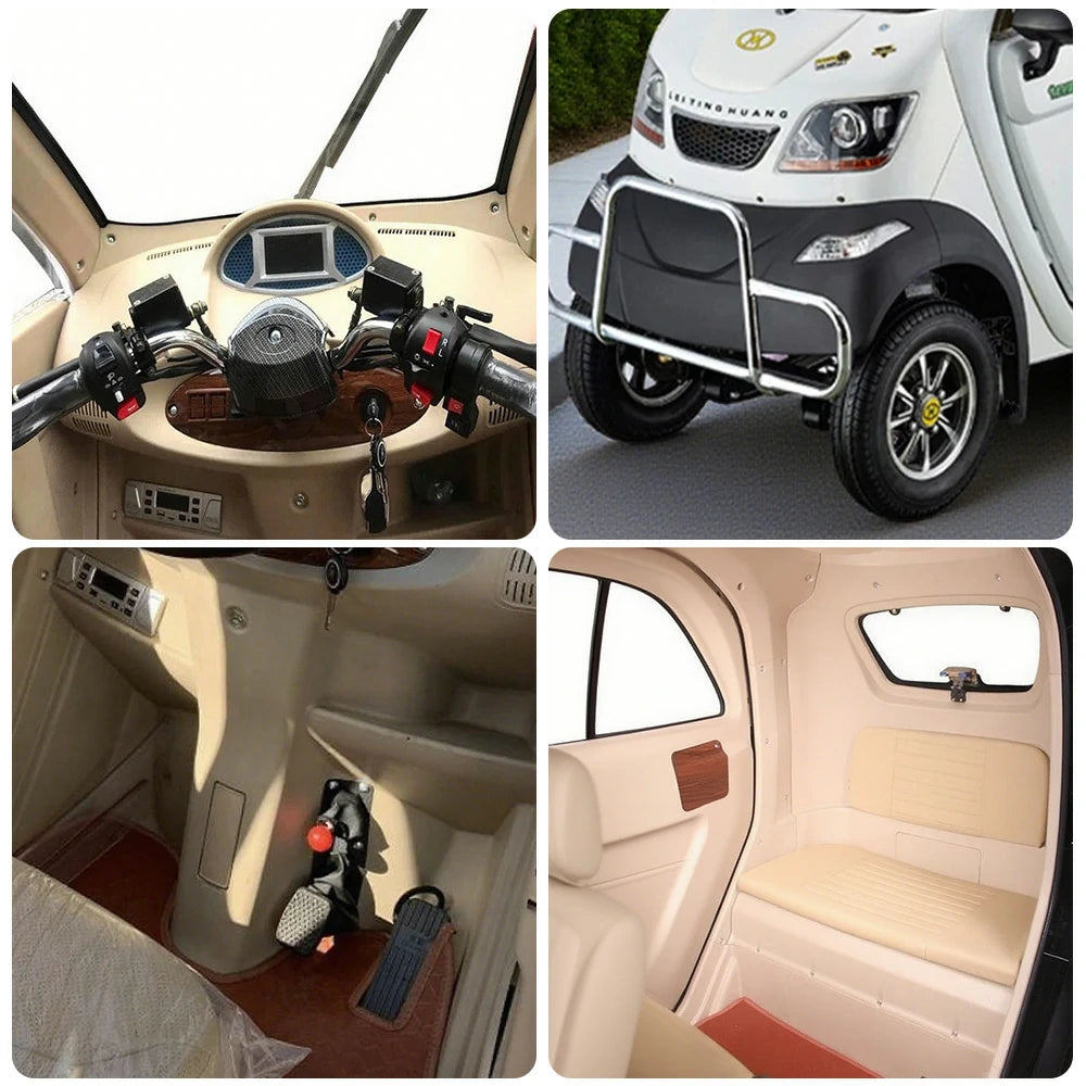 ROLLUX Enclosed Mobility Scooter with Armrest Control - Swivel Seat, Air Conditioning, 60V1200W Motor, 70-80km Long Range, All-Weather Comfort