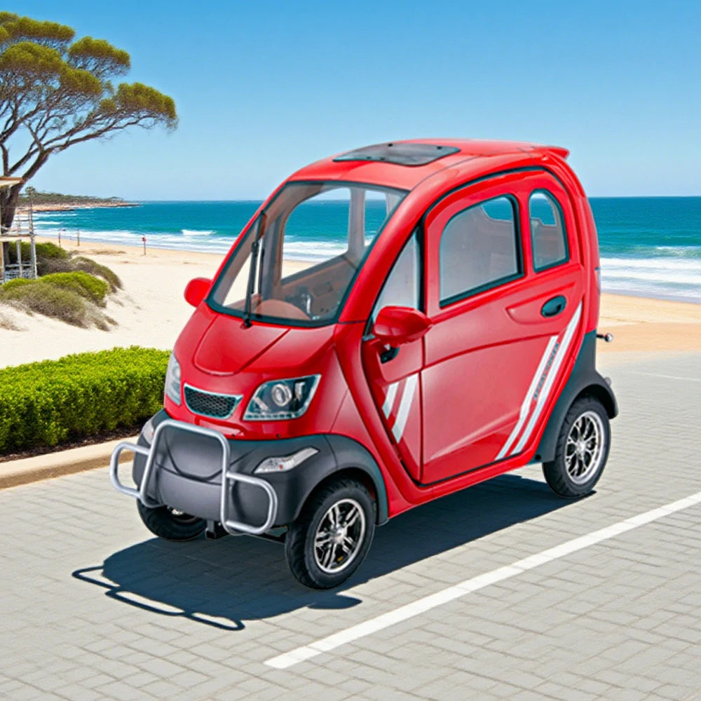 ROLLUX Enclosed Mobility Scooter with Armrest Control - Swivel Seat, Air Conditioning, 60V1200W Motor, 70-80km Long Range, All-Weather Comfort