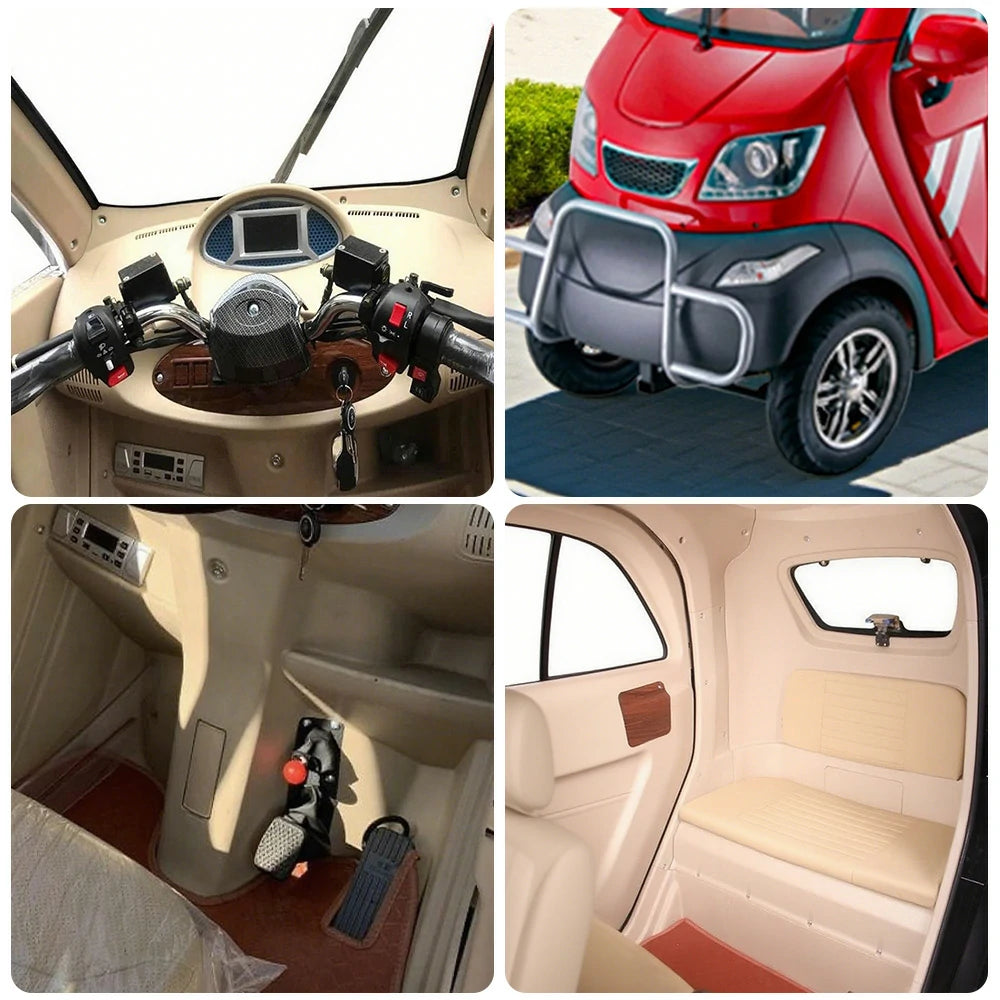 ROLLUX Enclosed Mobility Scooter with Armrest Control - Swivel Seat, Air Conditioning, 60V1200W Motor, 70-80km Long Range, All-Weather Comfort