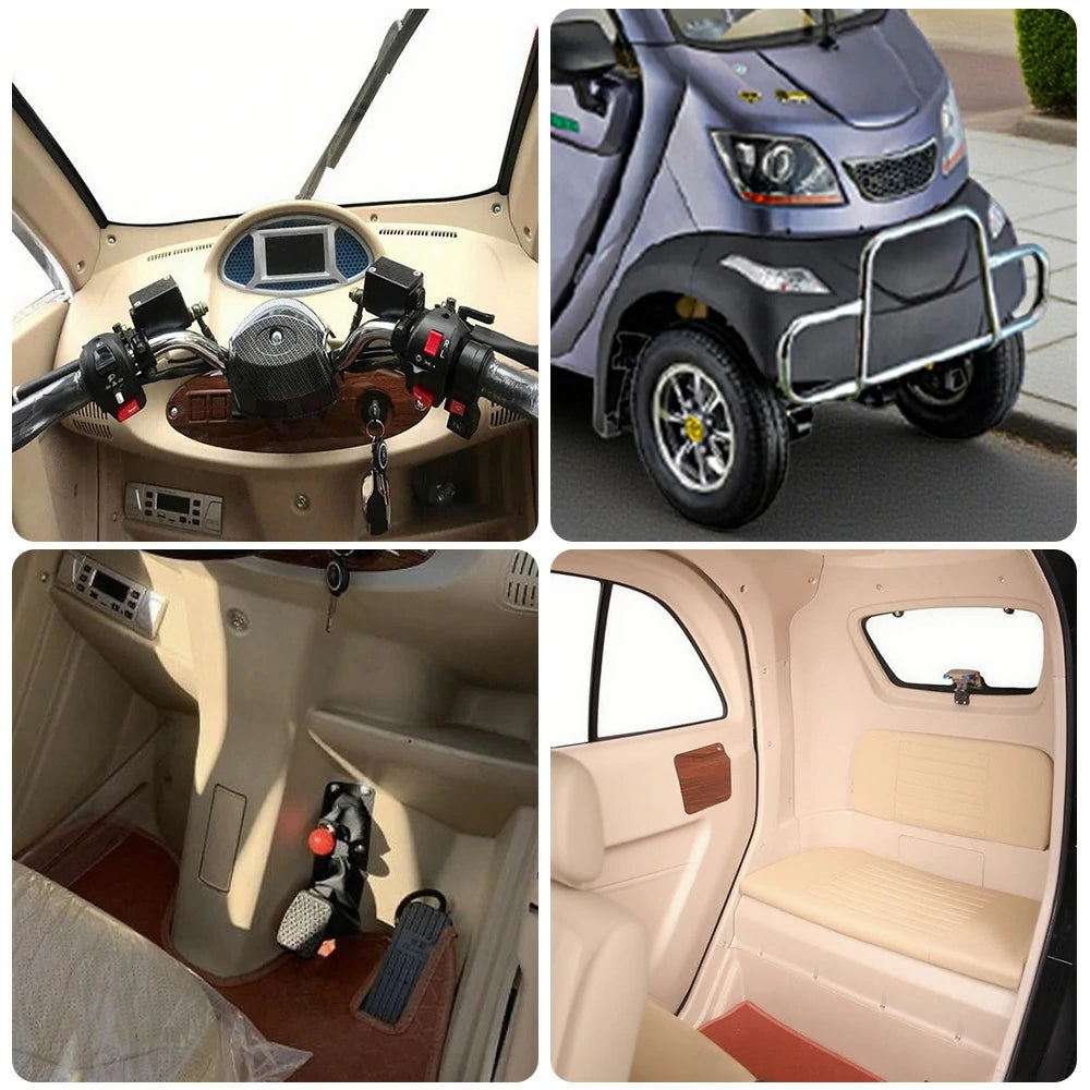 ROLLUX Enclosed Mobility Scooter with Armrest Control - Swivel Seat, Air Conditioning, 60V1200W Motor, 70-80km Long Range, All-Weather Comfort