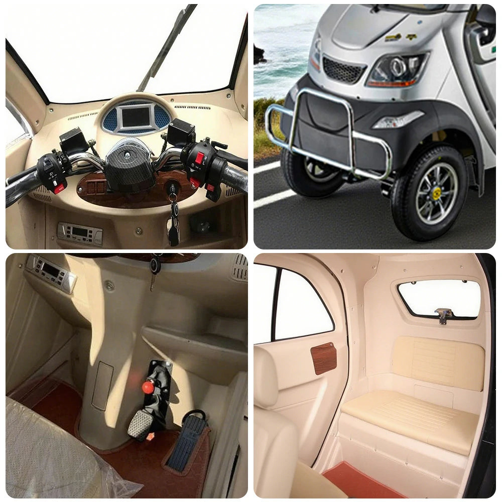 ROLLUX Enclosed Mobility Scooter with Armrest Control - Swivel Seat, Air Conditioning, 60V1200W Motor, 70-80km Long Range, All-Weather Comfort