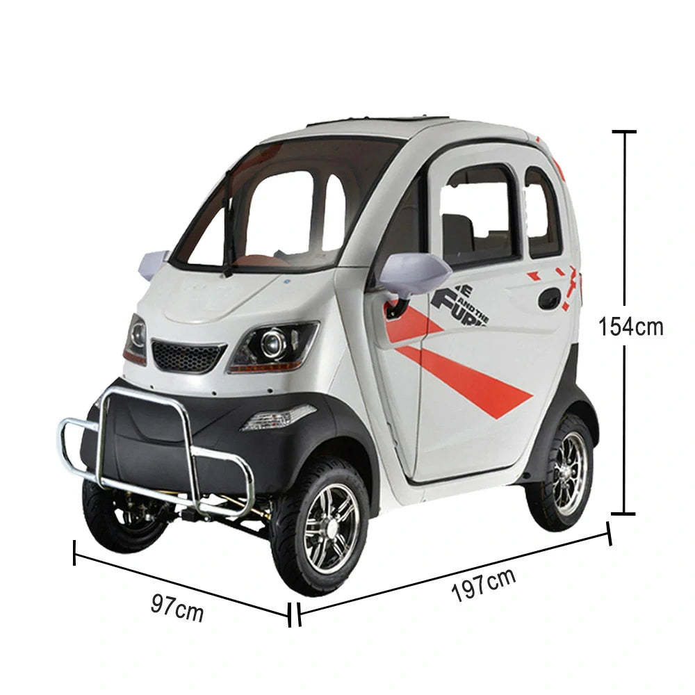 ROLLUX Enclosed Mobility Scooter with Armrest Control - Swivel Seat, Air Conditioning, 60V1200W Motor, 70-80km Long Range, All-Weather Comfort