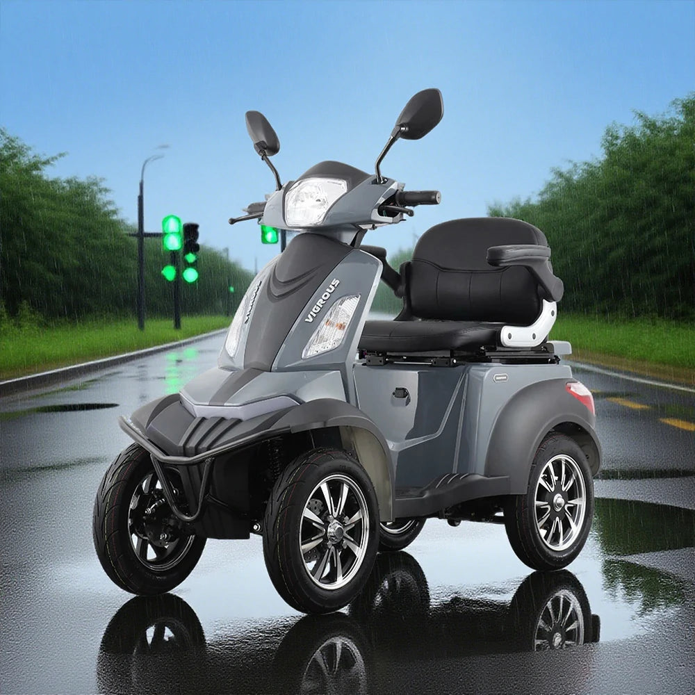 ROLLUX Compact 4-Wheel Mobility Scooter - 500W Motor, 48V 20Ah/30Ah Lead-Acid or Lithium Battery - Grey