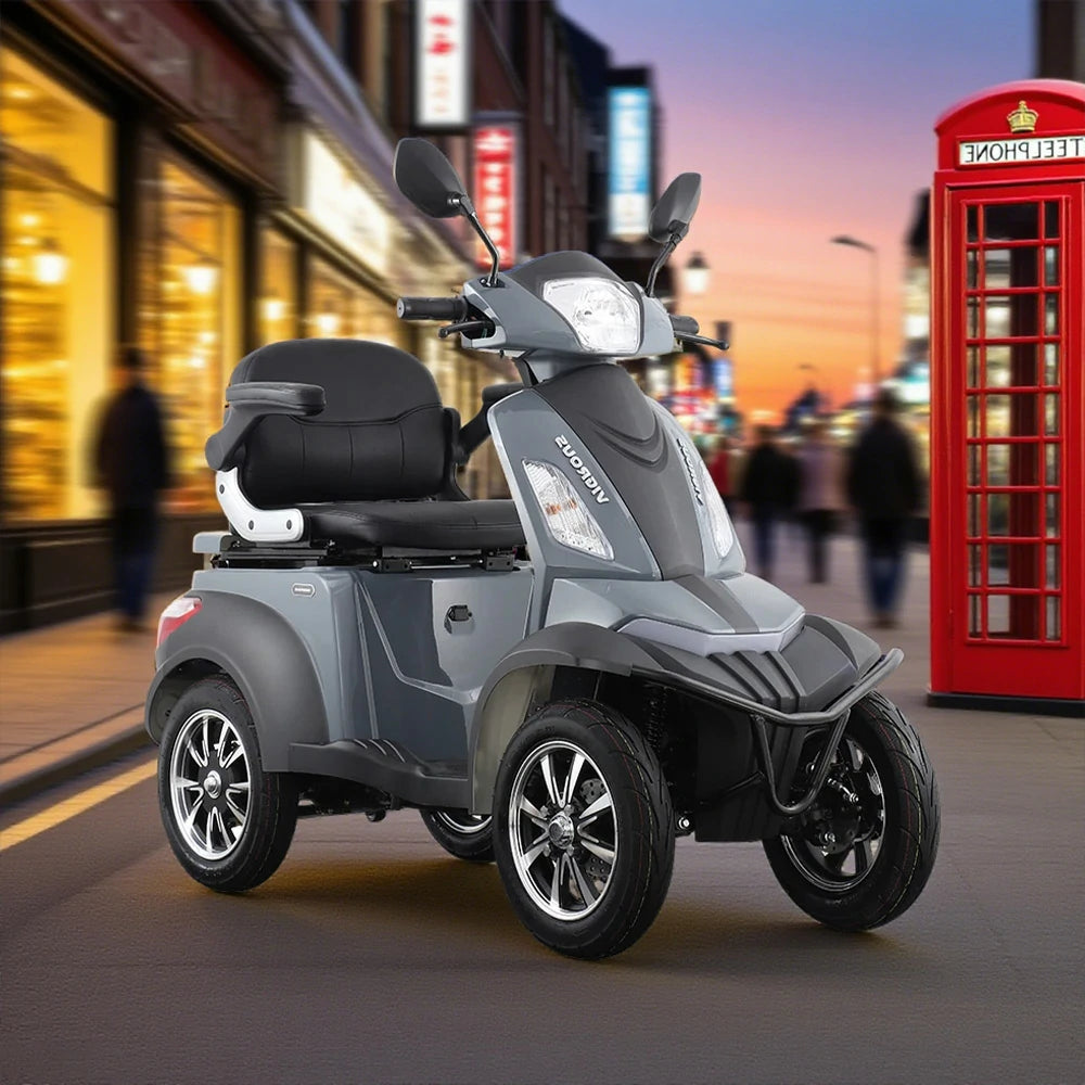 ROLLUX Compact 4-Wheel Mobility Scooter - 500W Motor, 48V 20Ah/30Ah Lead-Acid or Lithium Battery - Grey