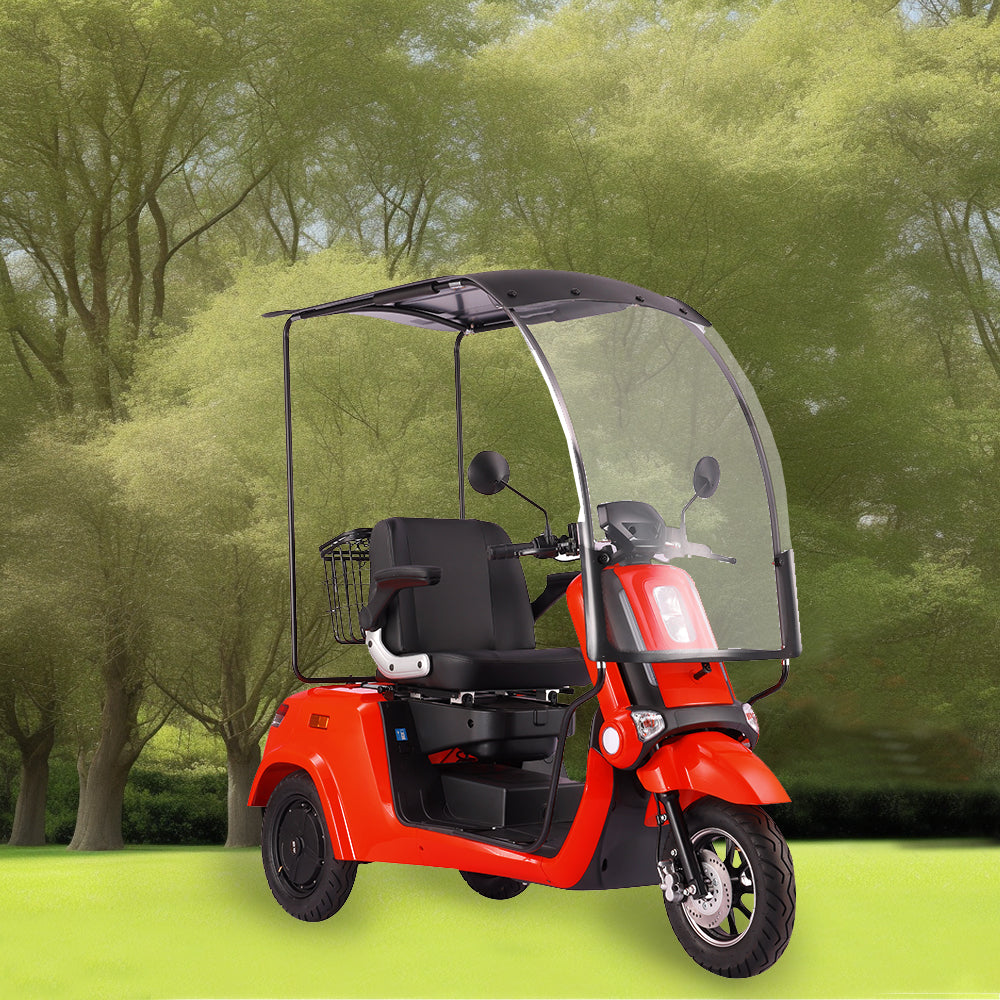 ROLLUX E2 Dual Motors 1600W 3 Wheels Mobility Scooter / With A Roof Overhang - Orange