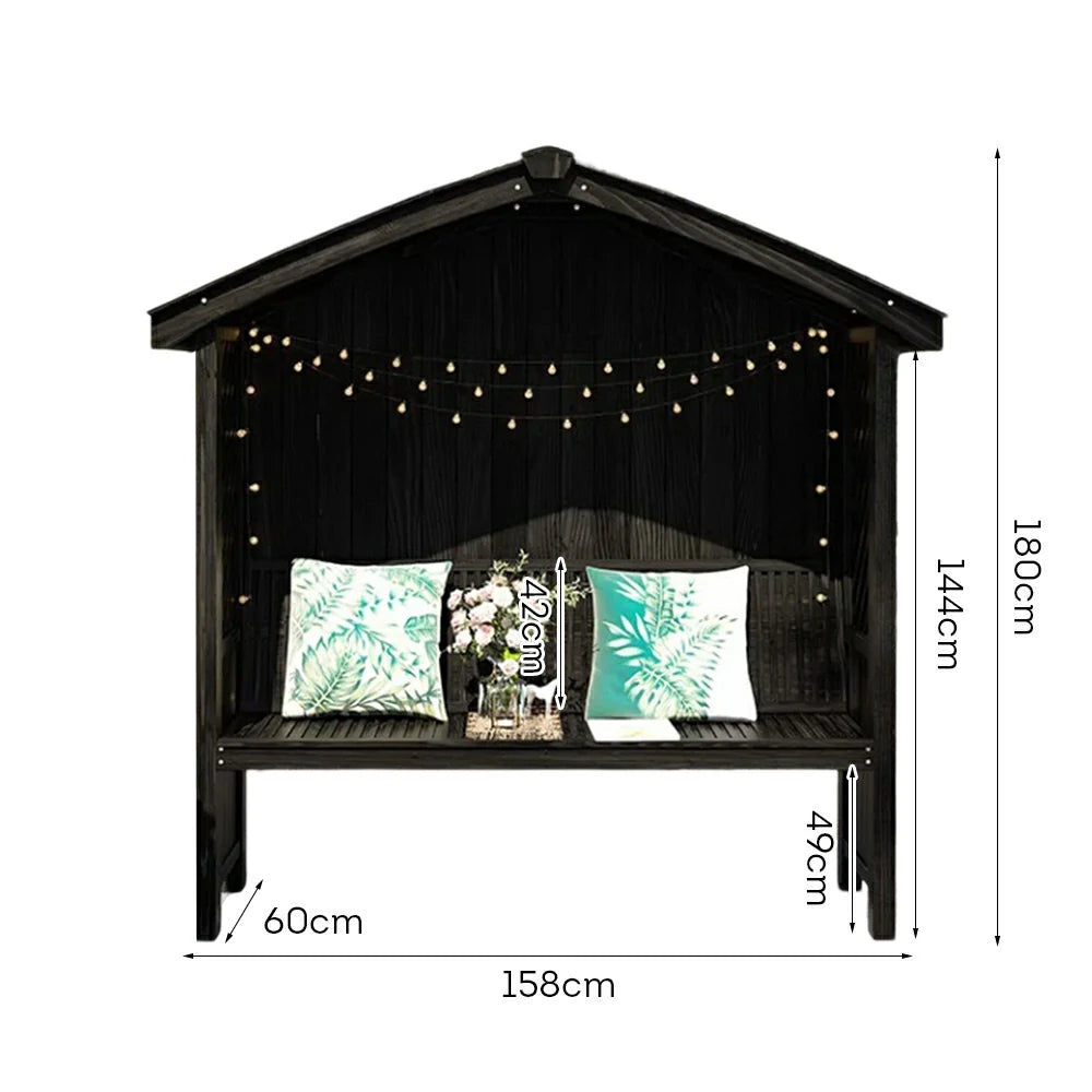 SOLARA Wooden Pergola - Finnish Solid Wood, Twill Design with Dual-Drainage Pitched Roof, Outdoor Garden & Patio Pavilion - Black