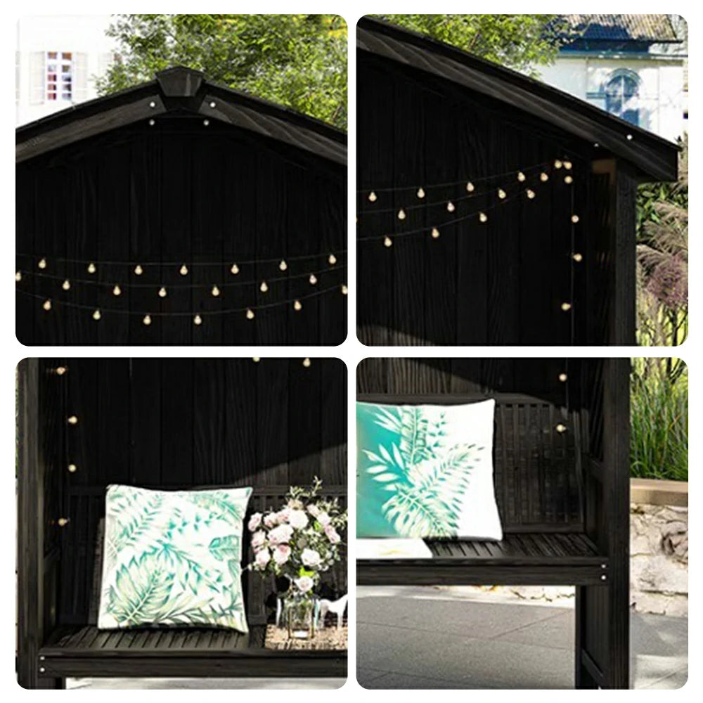 SOLARA Wooden Pergola - Finnish Solid Wood, Twill Design with Dual-Drainage Pitched Roof, Outdoor Garden & Patio Pavilion - Black