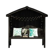 SOLARA Wooden Pergola - Finnish Solid Wood, Twill Design with Dual-Drainage Pitched Roof, Outdoor Garden & Patio Pavilion - Black