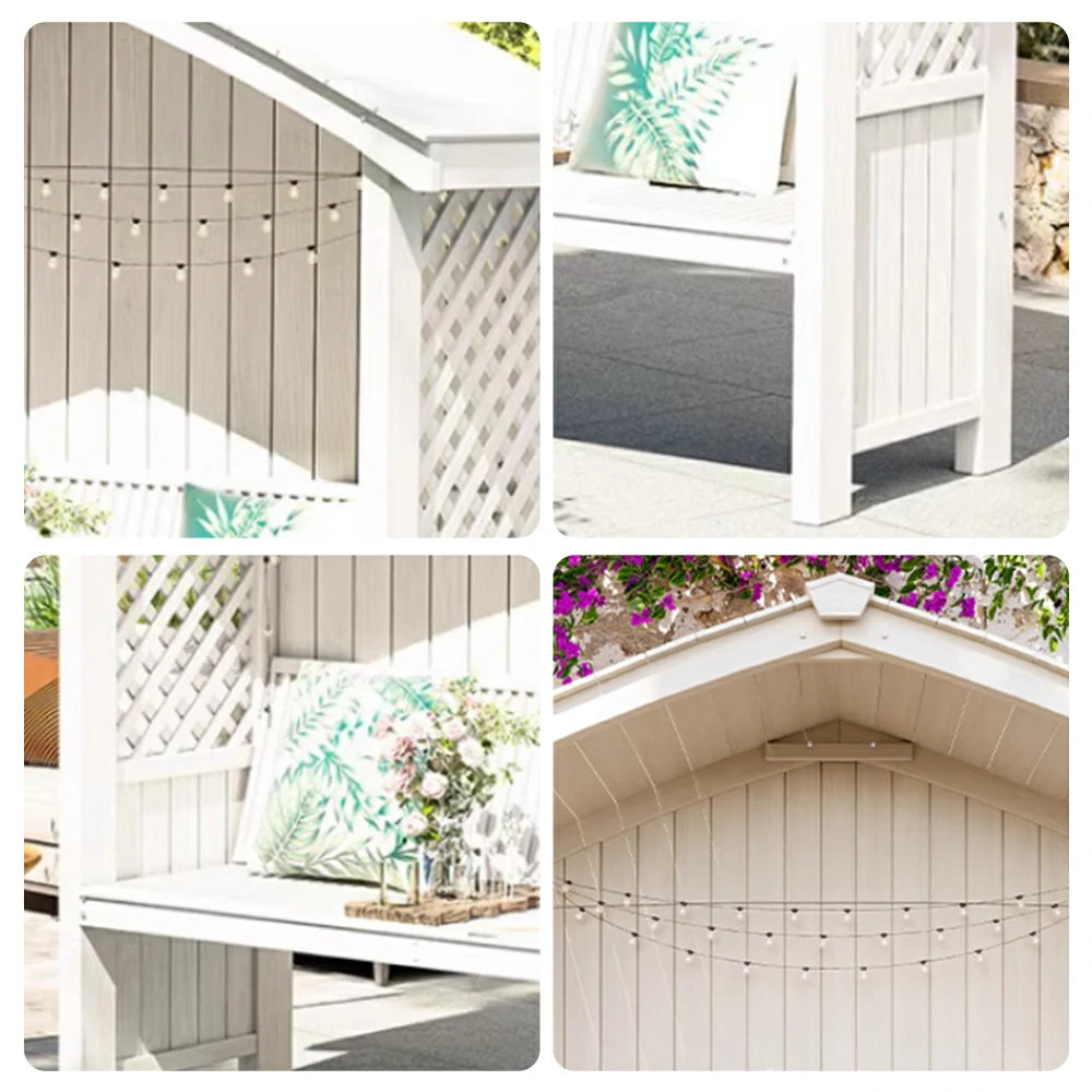 SOLARA Wooden Pergola - Finnish Solid Wood, Twill Design with Dual-Drainage Pitched Roof, Outdoor Garden & Patio Pavilion - White