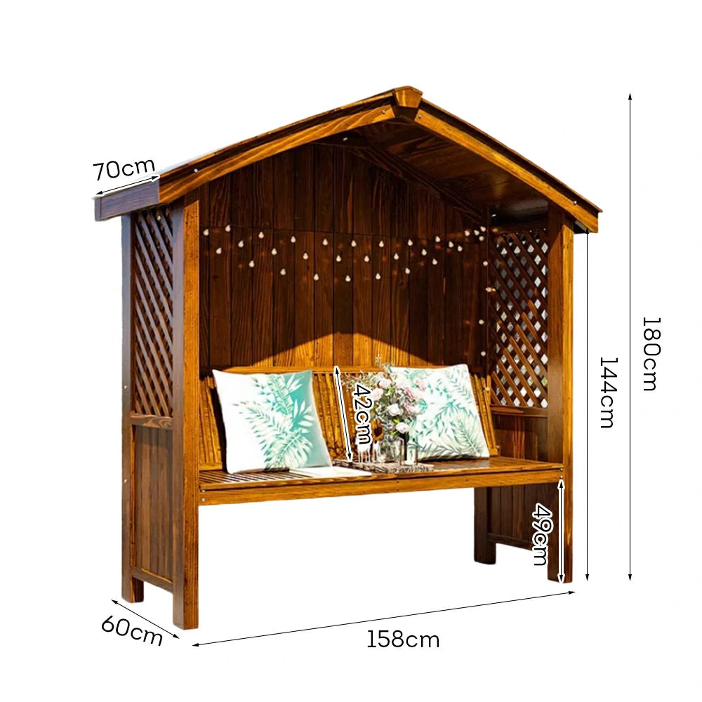 SOLARA Wooden Pergola - Finnish Solid Wood, Twill Design with Dual-Drainage Pitched Roof, Outdoor Garden & Patio Pavilion - Brown