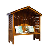 SOLARA Wooden Pergola - Finnish Solid Wood, Twill Design with Dual-Drainage Pitched Roof, Outdoor Garden & Patio Pavilion - Brown