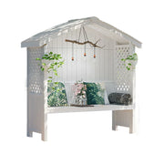 SOLARA Wooden Pergola - Finnish Solid Wood, Twill Design with Dual-Drainage Pitched Roof, Outdoor Garden & Patio Pavilion - White