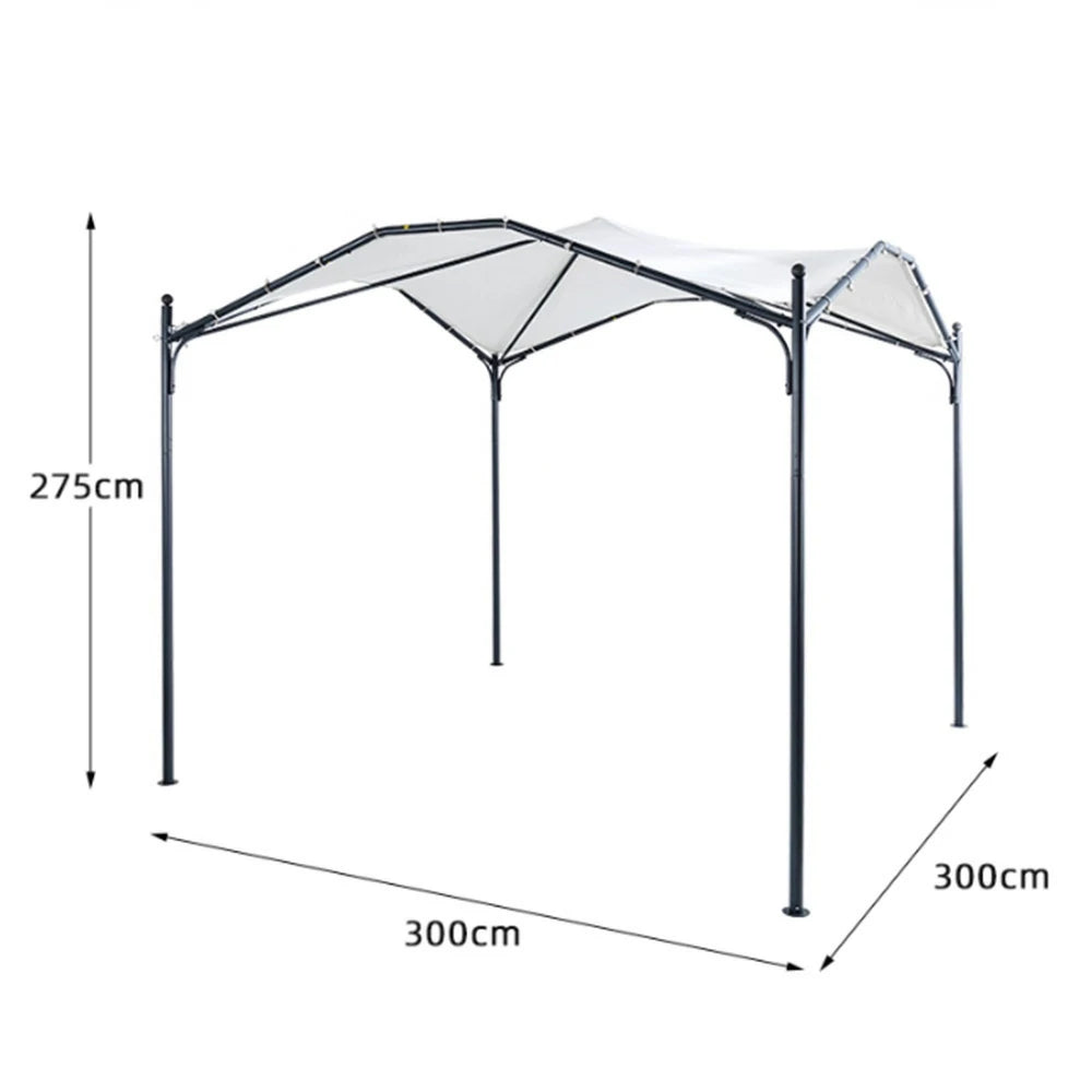 SOLARA Butterfly Pavilion 3x3m Outdoor Canopy with Durable Alloy Frame, 4 Mesh Curtains & Bonus 10m Solar String Lights – White