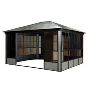 SOLARA Sunroom Pavilion - Reinforced Aluminium-Steel Frame with Sliding Doors & Privacy Mesh - Black