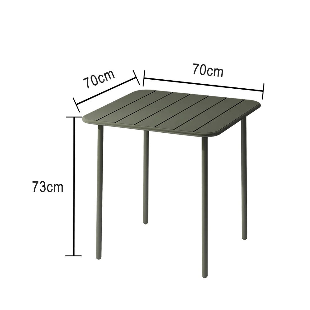 SOLARA 60/70/120/160cm Green Square Iron Table, Durable Metal Build for Patio, Balcony, or Garden Use