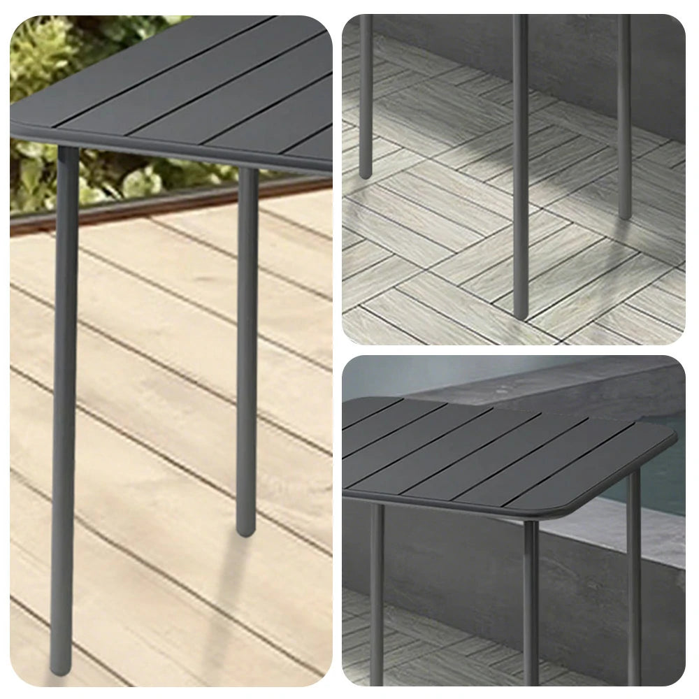 SOLARA 60/70/120/160cm Gray Square Iron Table, Durable Metal Build for Patio, Balcony, or Garden Use