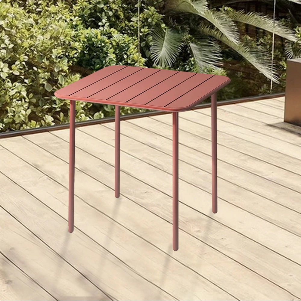 SOLARA 60/70/120/160cm Orange Square Iron Table, Durable Metal Build for Patio, Balcony, or Garden Use