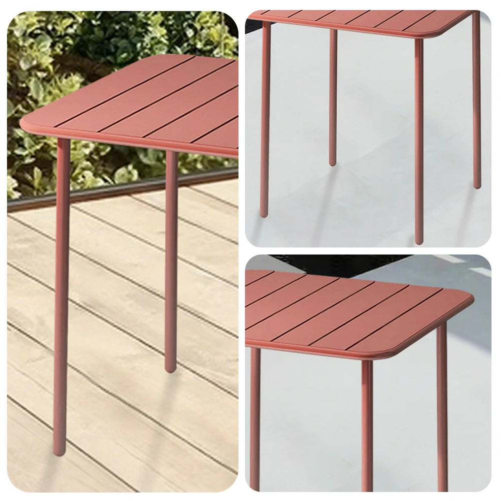 SOLARA 60/70/120/160cm Orange Square Iron Table, Durable Metal Build for Patio, Balcony, or Garden Use