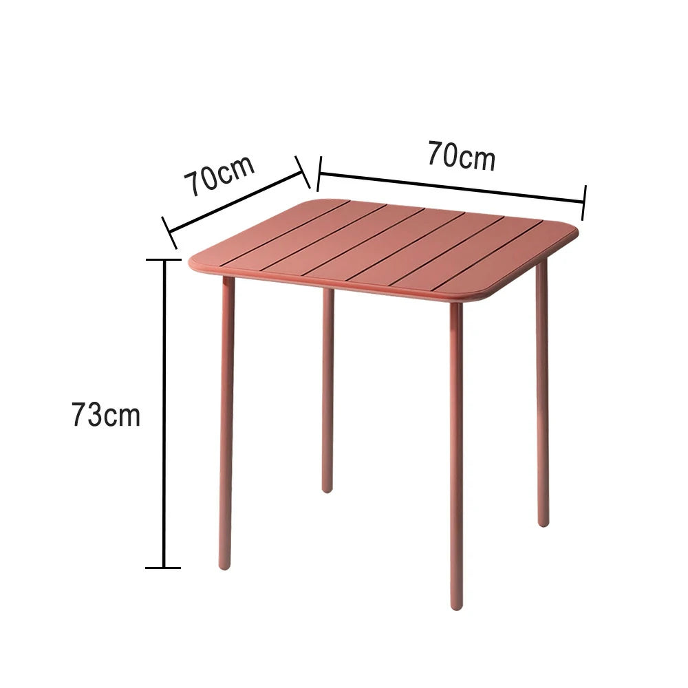 SOLARA 60/70/120/160cm Orange Square Iron Table, Durable Metal Build for Patio, Balcony, or Garden Use