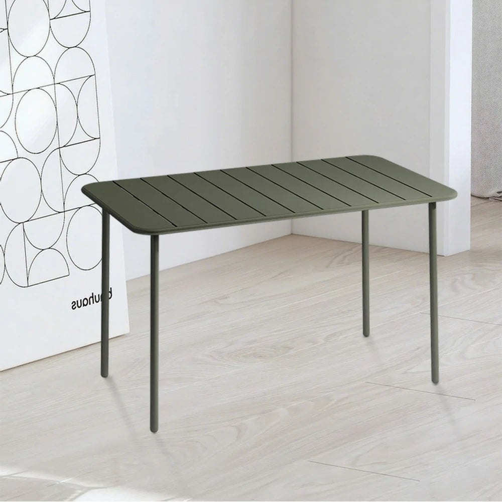 SOLARA 60/70/120/160cm Green Square Iron Table, Durable Metal Build for Patio, Balcony, or Garden Use