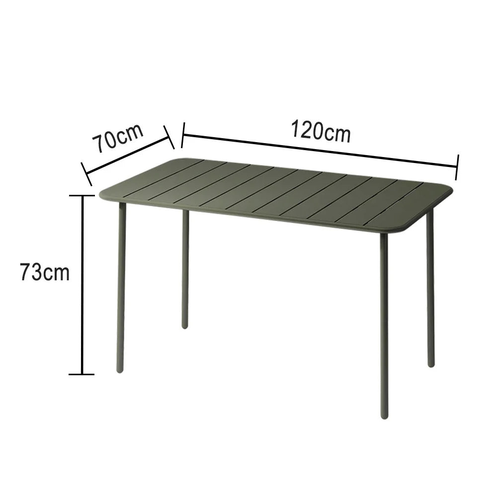 SOLARA 60/70/120/160cm Green Square Iron Table, Durable Metal Build for Patio, Balcony, or Garden Use