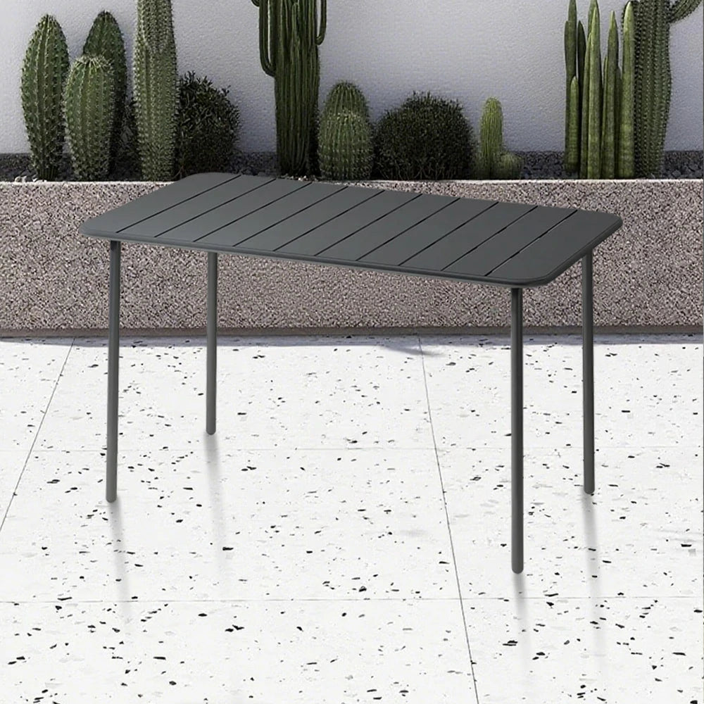 SOLARA 60/70/120/160cm Gray Square Iron Table, Durable Metal Build for Patio, Balcony, or Garden Use
