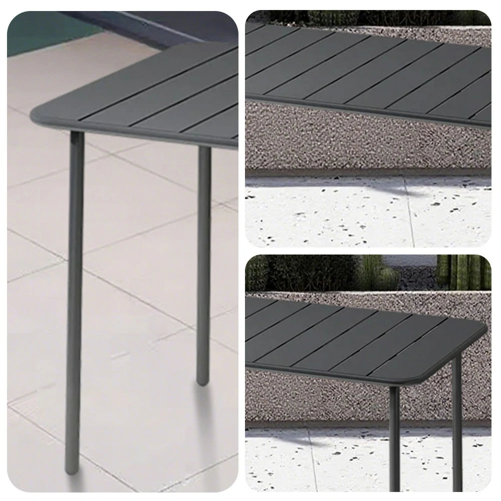 SOLARA 60/70/120/160cm Gray Square Iron Table, Durable Metal Build for Patio, Balcony, or Garden Use