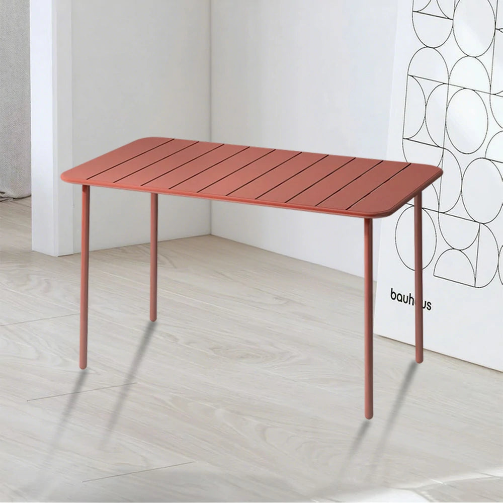 SOLARA 60/70/120/160cm Orange Square Iron Table, Durable Metal Build for Patio, Balcony, or Garden Use