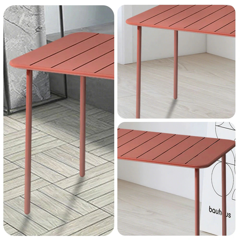 SOLARA 60/70/120/160cm Orange Square Iron Table, Durable Metal Build for Patio, Balcony, or Garden Use